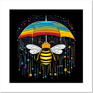 Bee Rainy Day With Umbrella Posters and Art